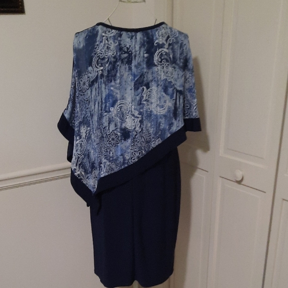 R&M Richards Navy Asymmetrical Floral Dress - Picture 3 of 8